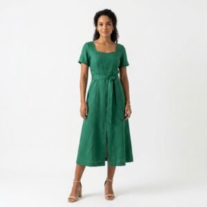Vestido Midi Linho Verde